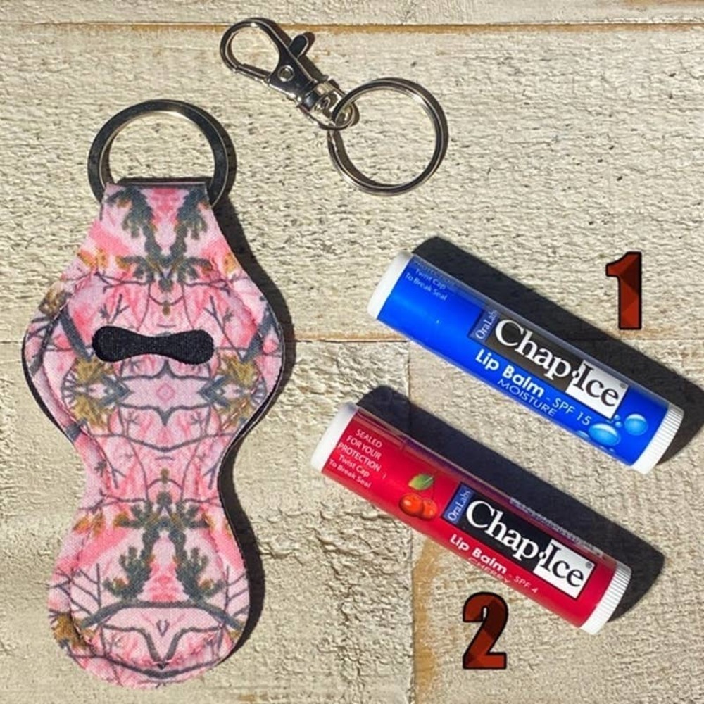 5 for $25 Lip Balm Holder Keychain Camouflage Camo HOLIDAY SALE REDUCED SHIPPING